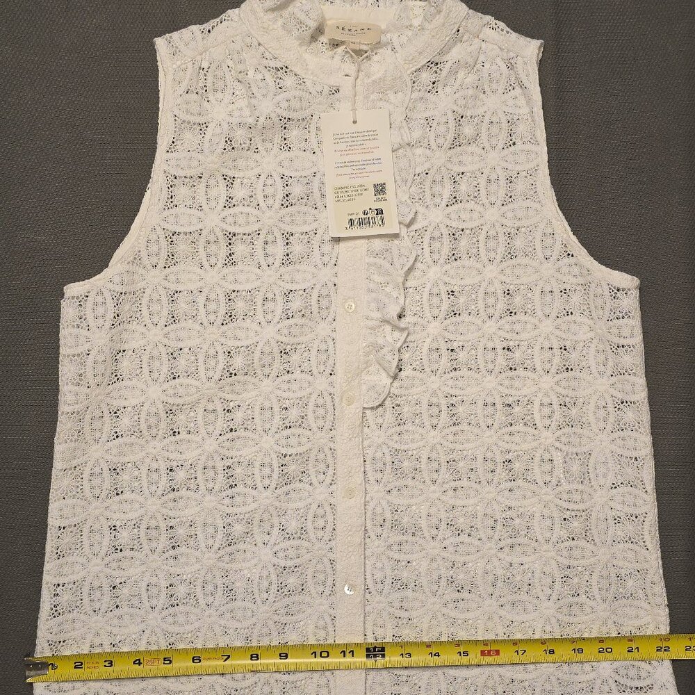 Sezane Celinda Shirt Plain Ecru Guipure - Picture 8 of 11